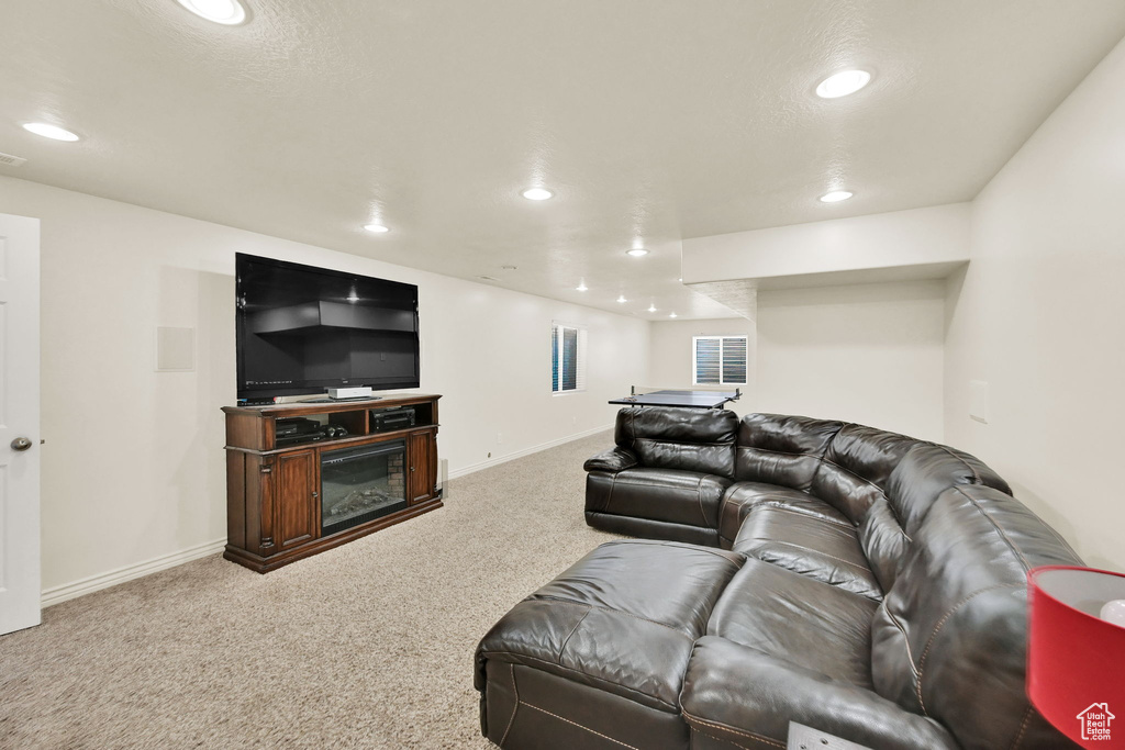 Living room featuring carpet