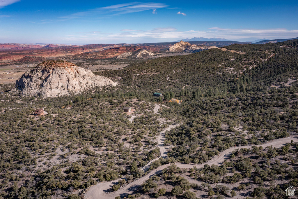 Aerial view with a mountain view