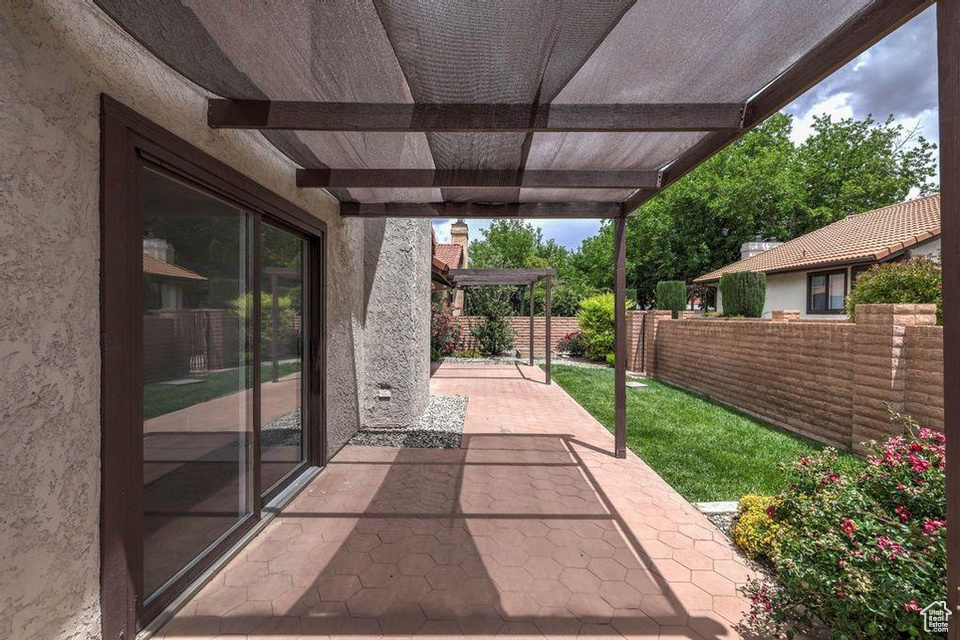 View of patio / terrace featuring a pergola