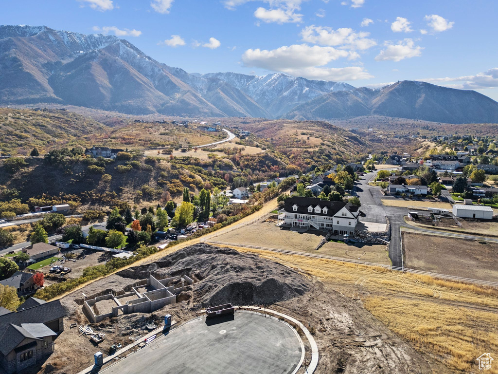 Bird's eye view with a mountain view