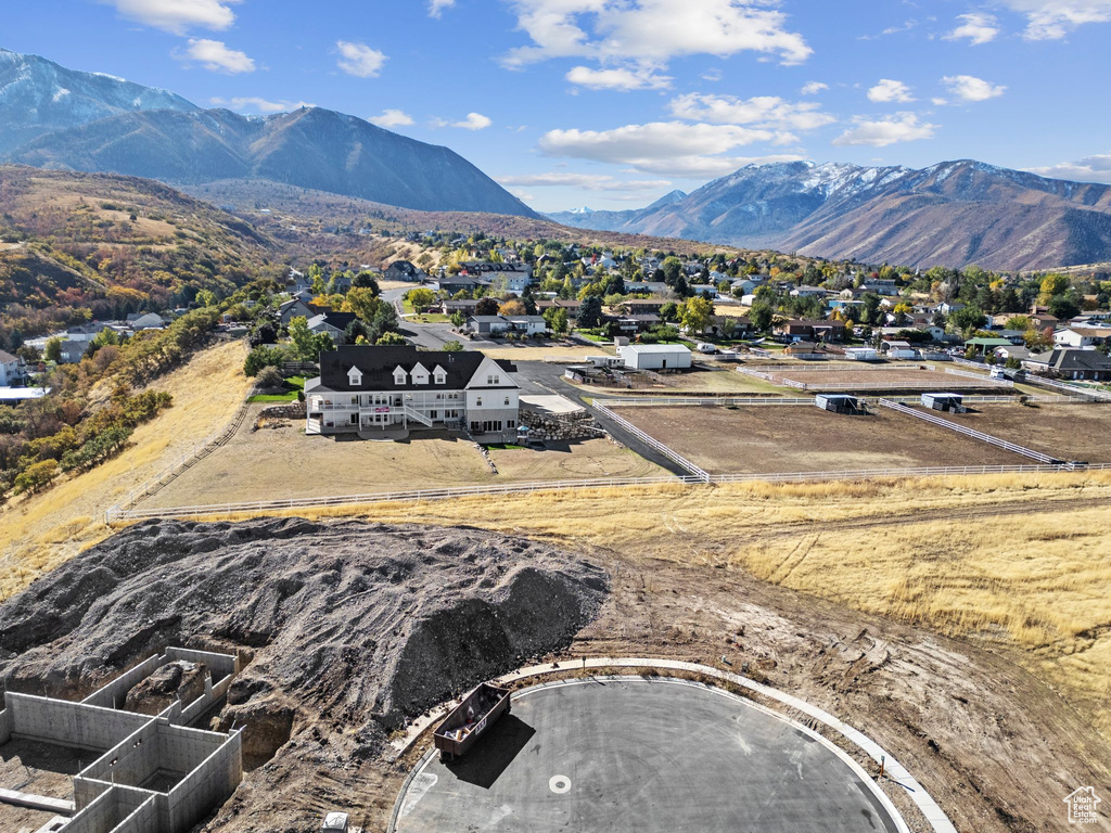 Aerial view featuring a mountain view