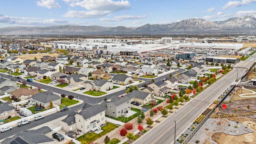 Aerial view featuring a mountain view