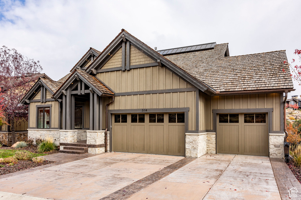 View of front of home with a garage