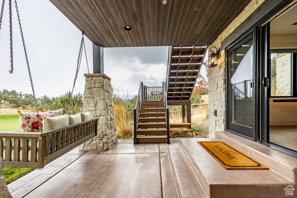 Balcony featuring a patio