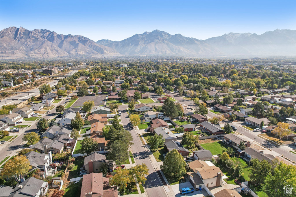 Aerial view featuring a mountain view