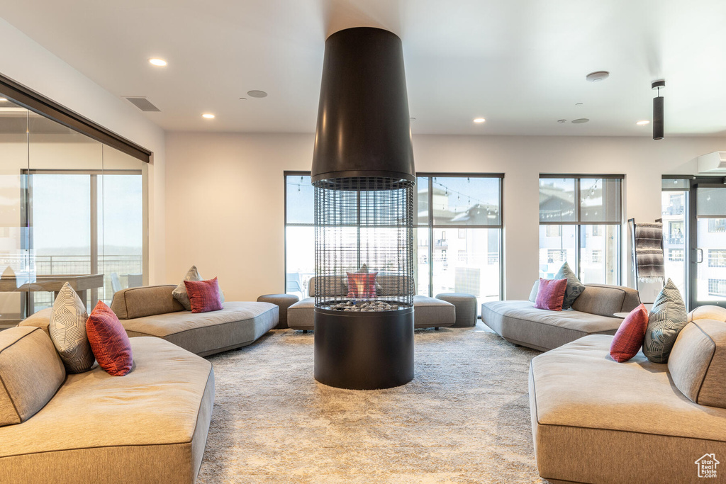 View of carpeted living room