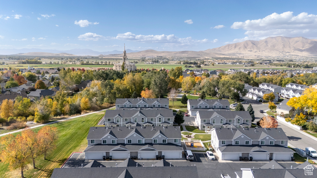 Aerial view featuring a mountain view