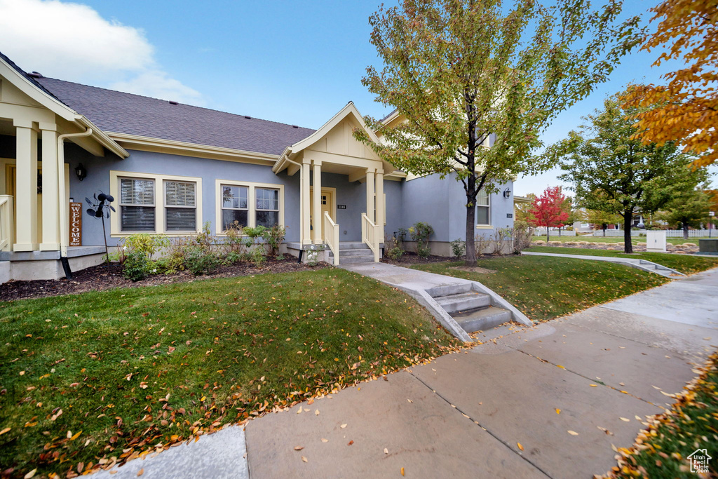 View of front of home with a front lawn
