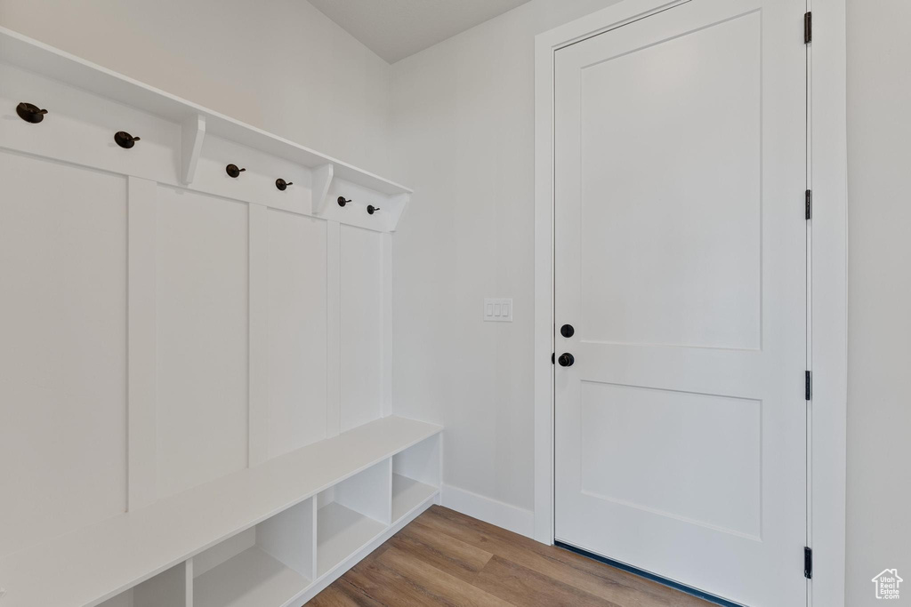 Mudroom featuring light wood-type flooring