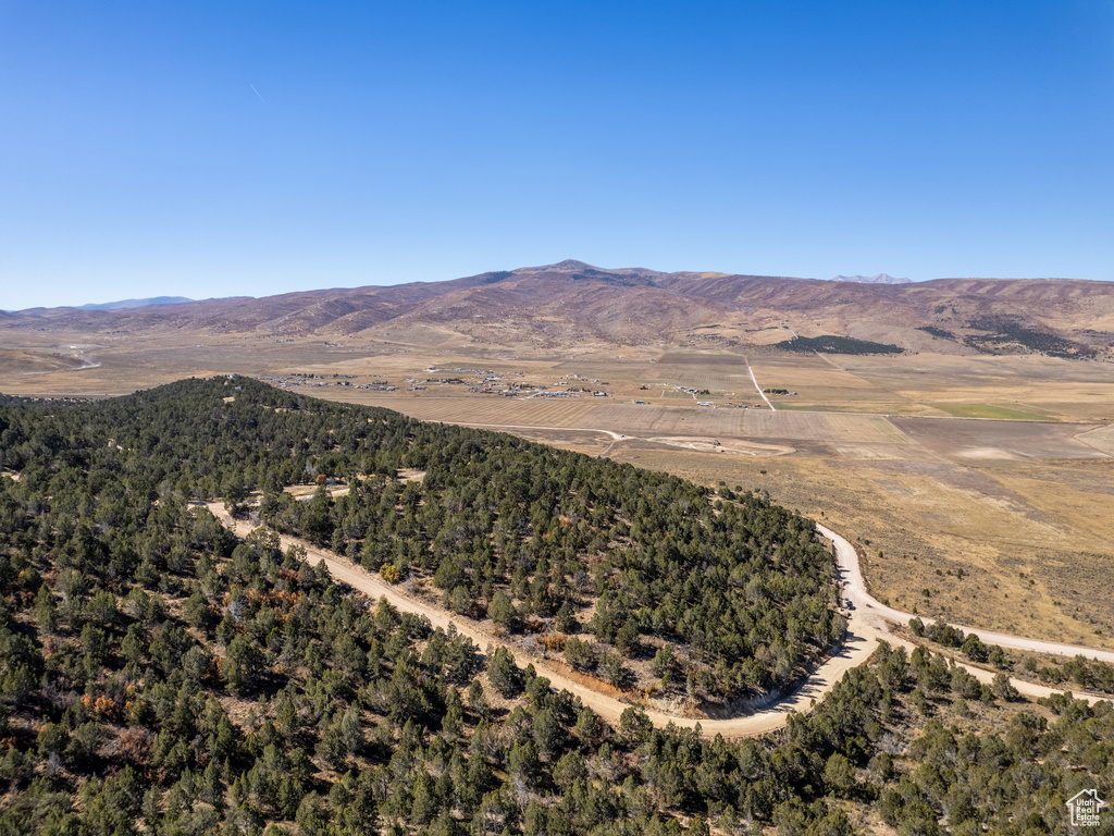 Drone / aerial view with a mountain view