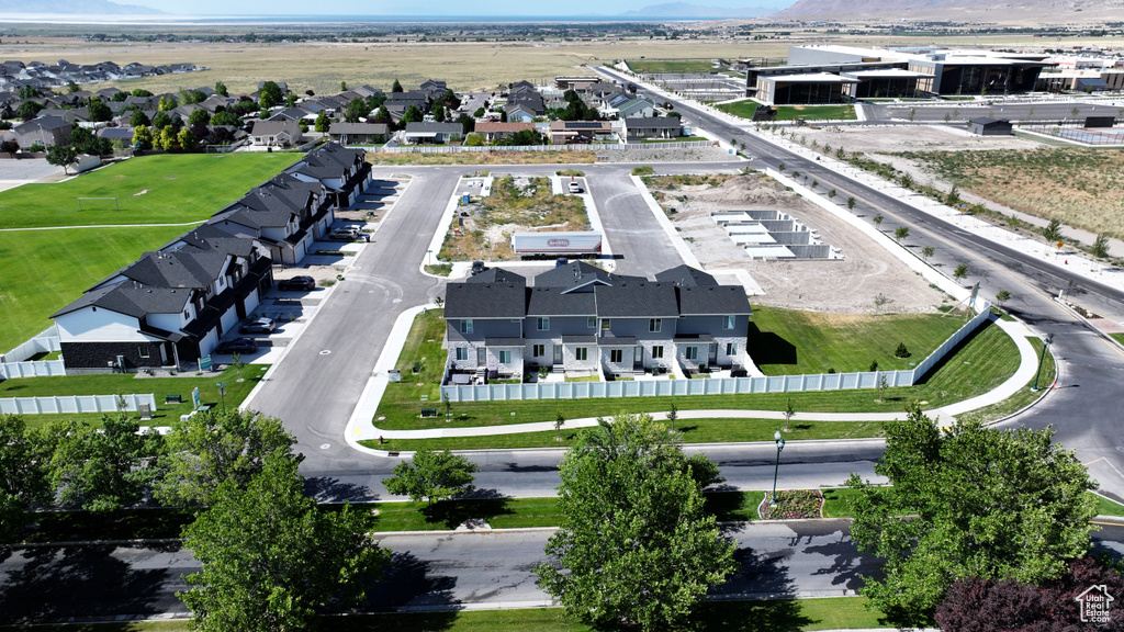 Aerial perspective of suburban area