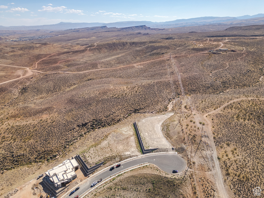 Aerial view featuring a mountain view