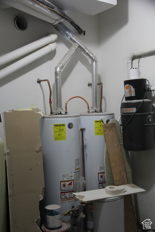 Utility room featuring water heater