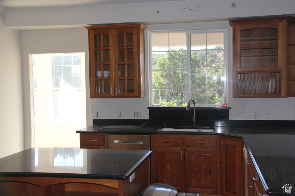Kitchen featuring stainless steel dishwasher and sink