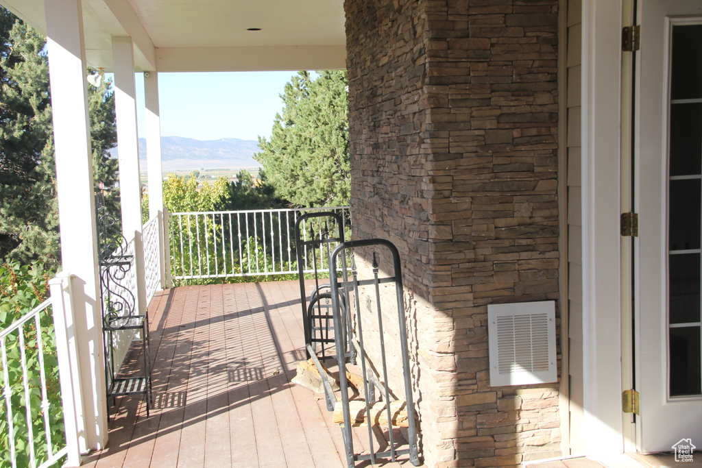 Balcony with a mountain view