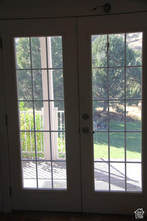 Doorway featuring french doors