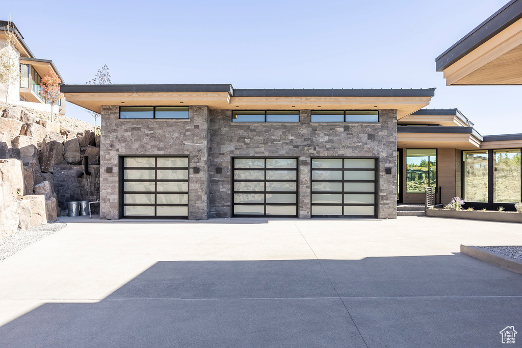 Garage with driveway