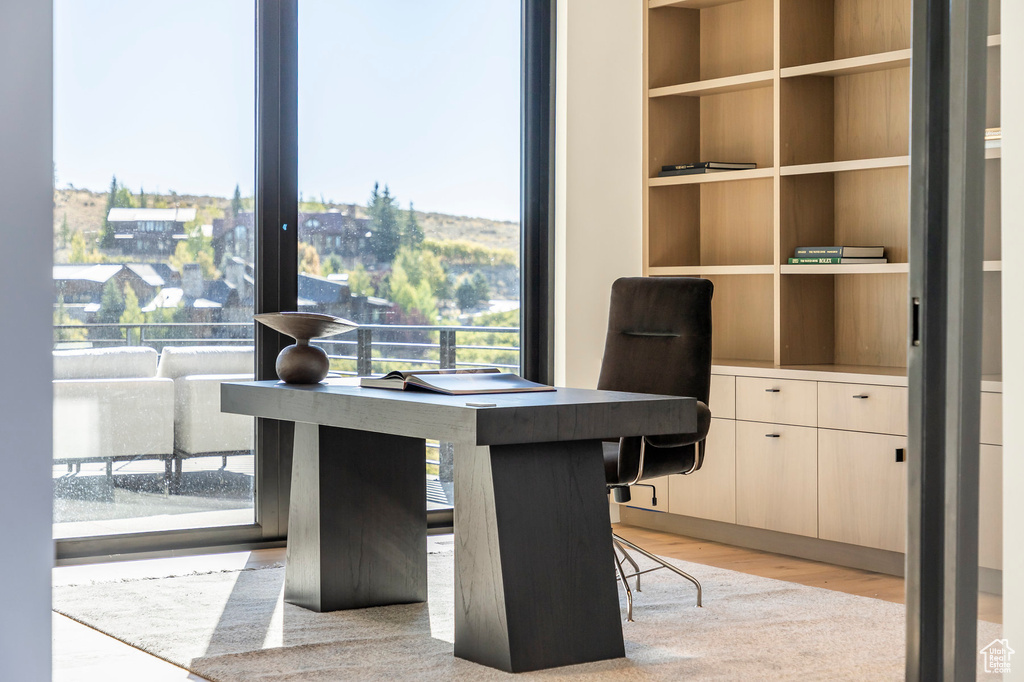 Dining space featuring an office area, healthy amount of natural light, and light wood-style floors