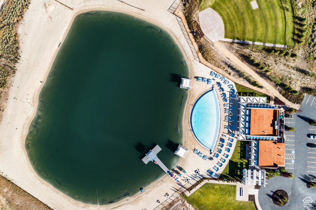 Aerial view of a pool area