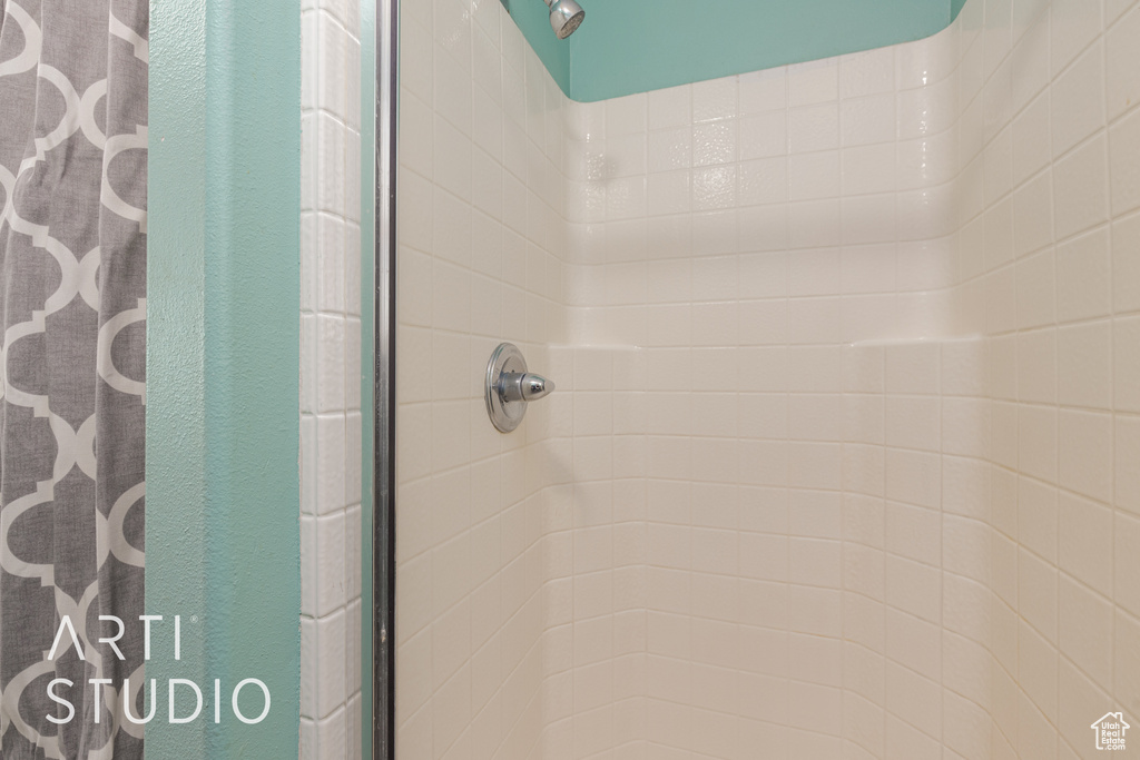 Interior details with a tile shower