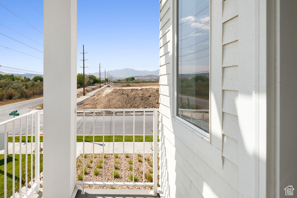Balcony with a mountain view