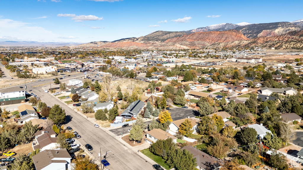 Aerial view featuring a mountain view