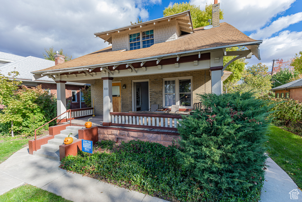 View of front of home with a porch