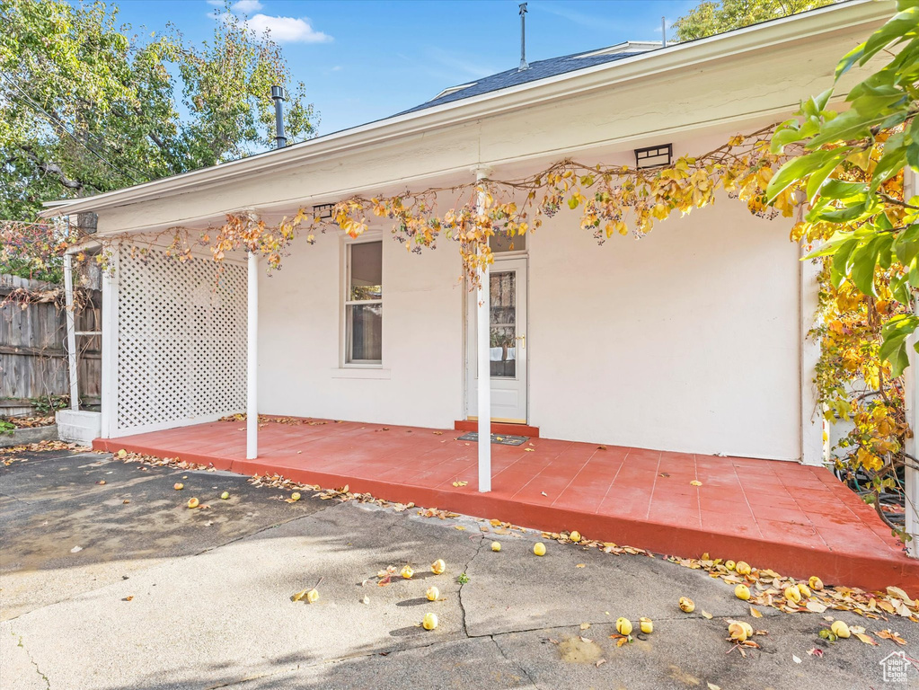 Exterior space with a patio