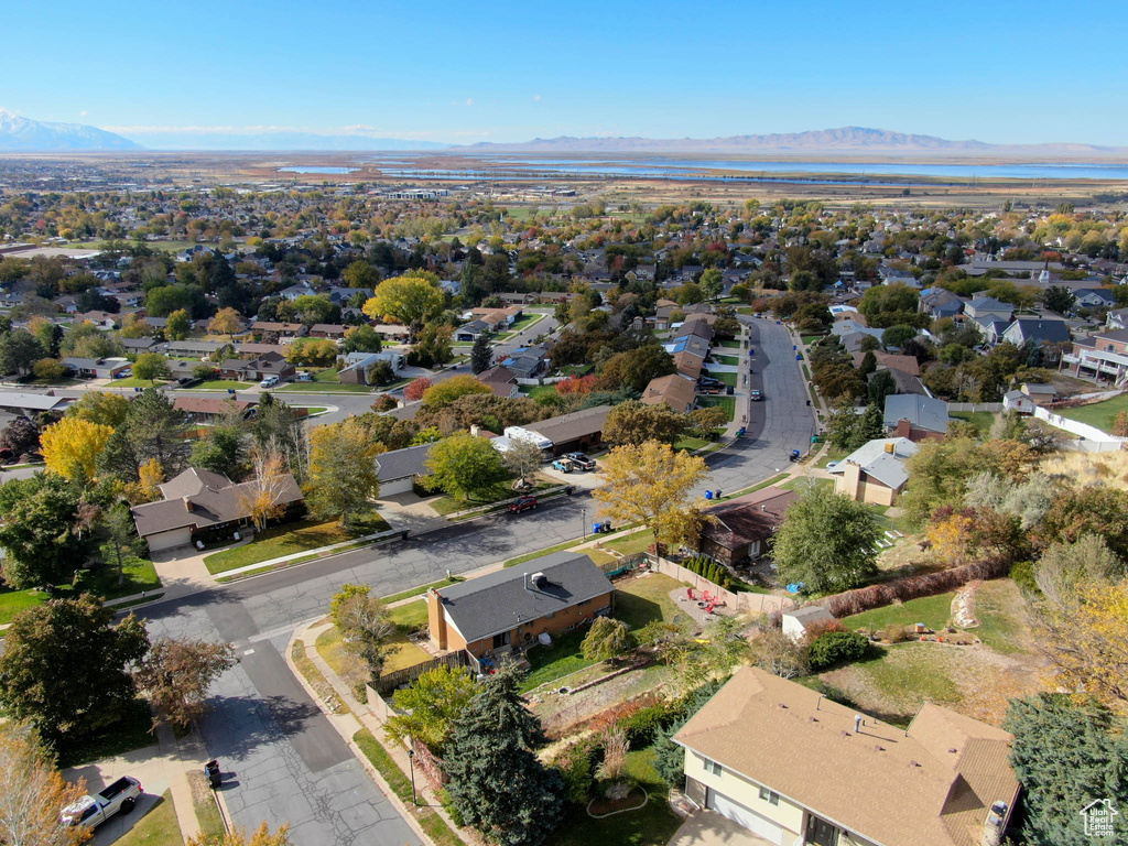 Drone / aerial view with a mountain view