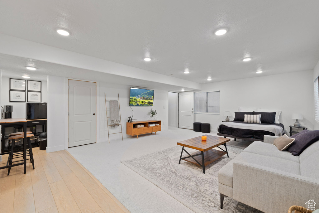 Living room featuring light wood-type flooring