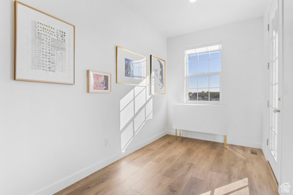 Foyer entrance featuring light hardwood / wood-style floors