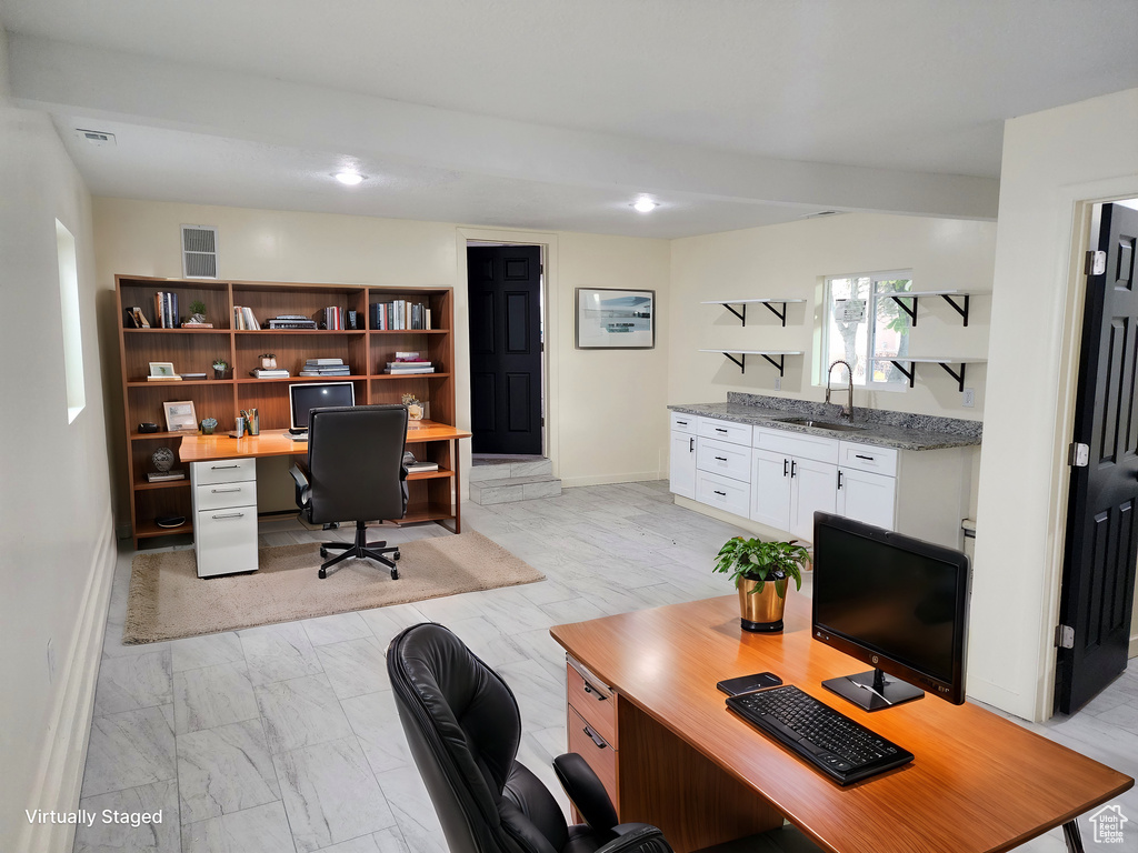 Home office with sink