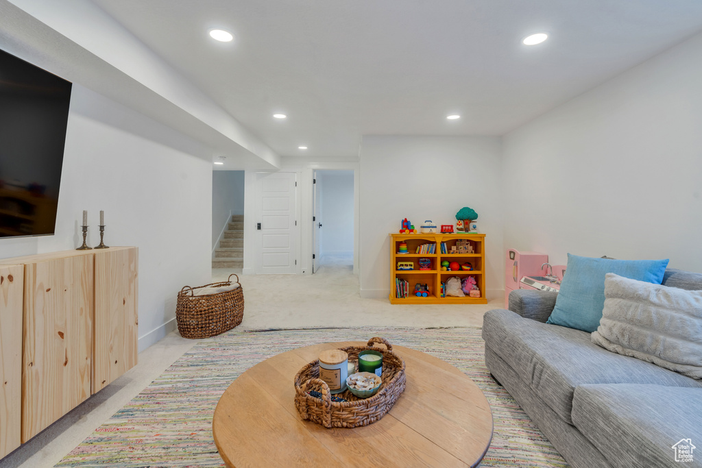 View of carpeted living room