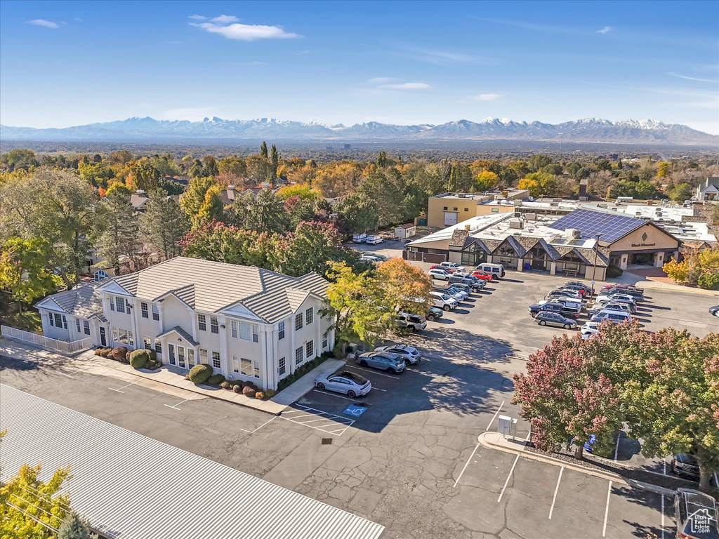 Aerial view with a mountain view