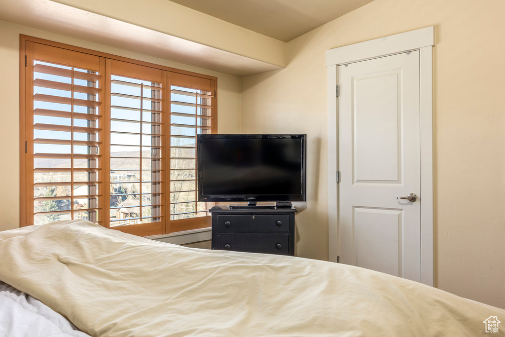 Bedroom with multiple windows and a closet