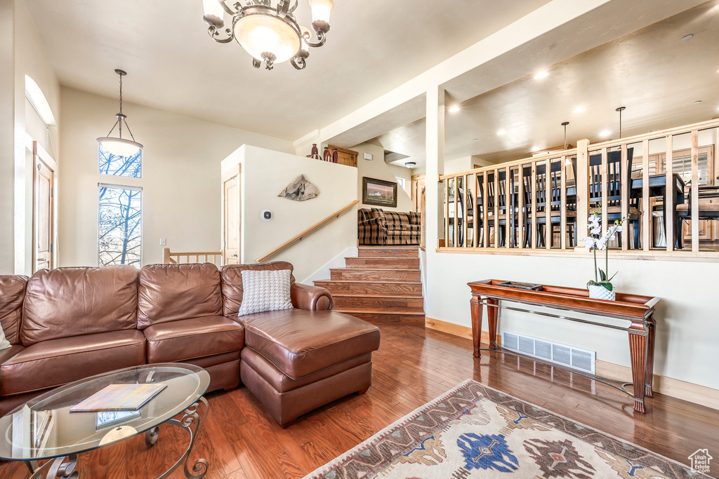 Living room featuring hardwood / wood-style flooring