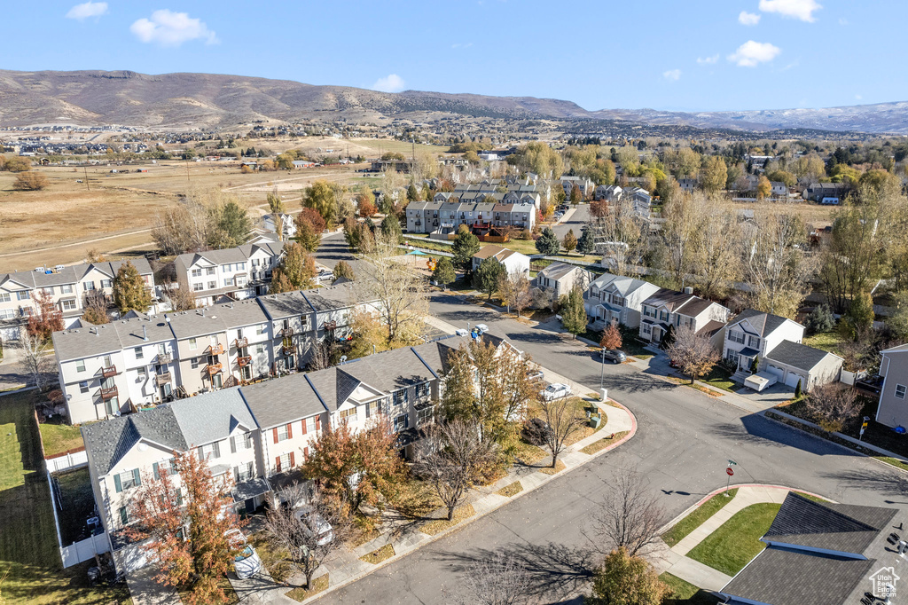 Drone / aerial view with a mountain view