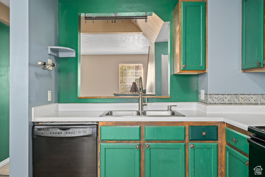 Kitchen featuring sink and black appliances