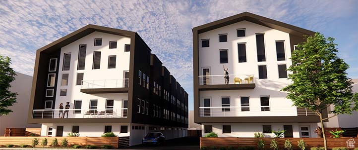 Rear view of house with a balcony