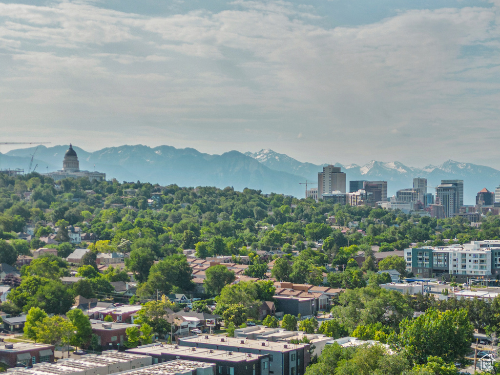 Drone / aerial view with a mountain view