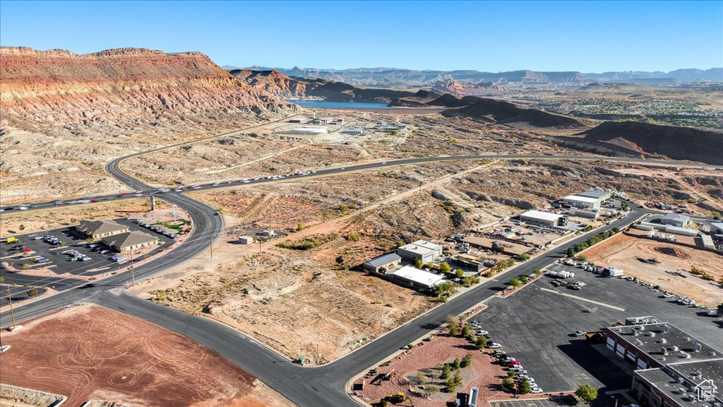 Bird's eye view with a mountain view