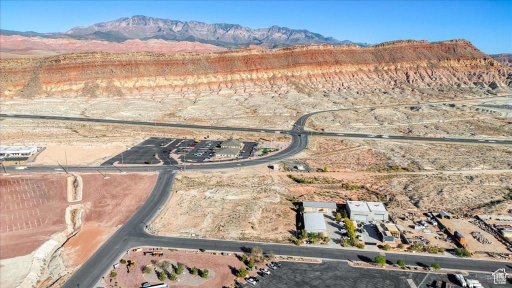 Drone / aerial view with a mountain view