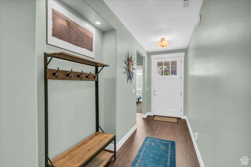 Mudroom featuring dark hardwood / wood-style floors