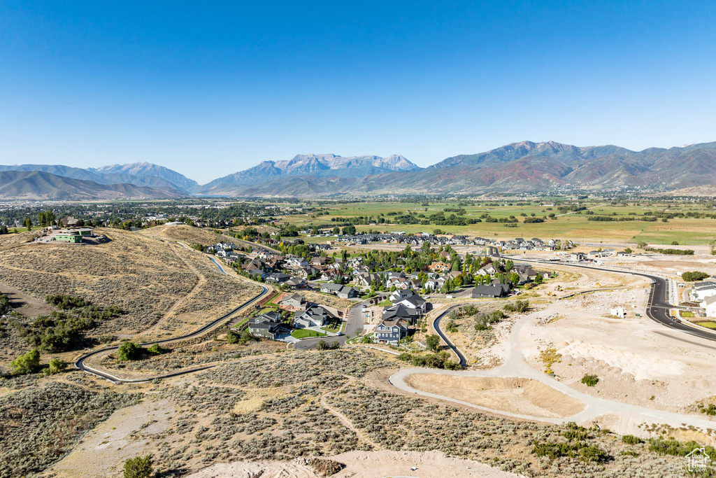 Drone / aerial view with a mountain view