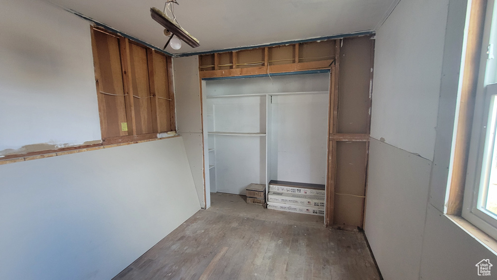 Interior space with light hardwood / wood-style floors
