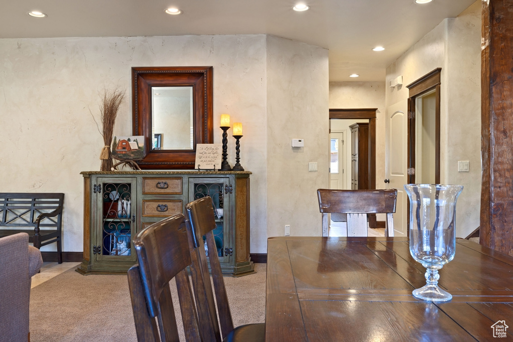 View of carpeted dining area