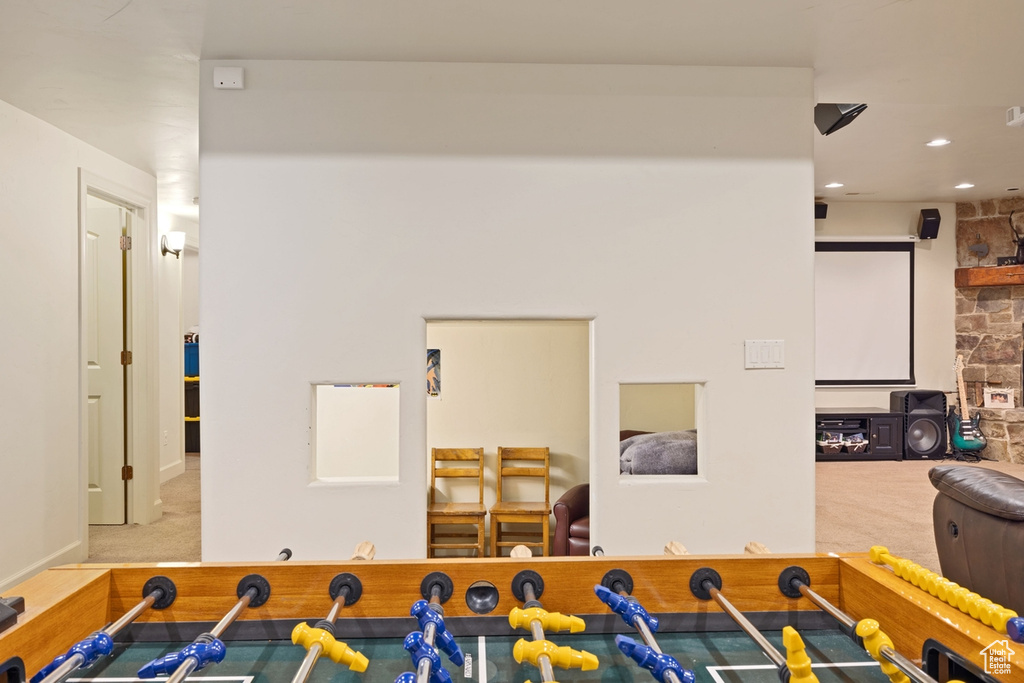 Playroom with carpet floors