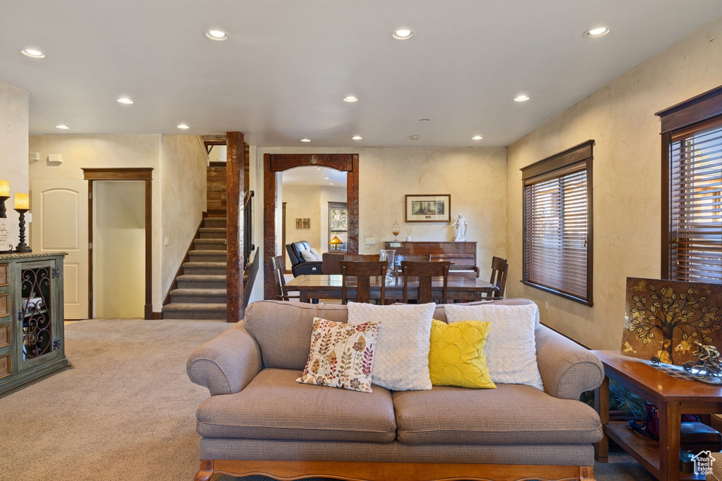 Living room with carpet flooring