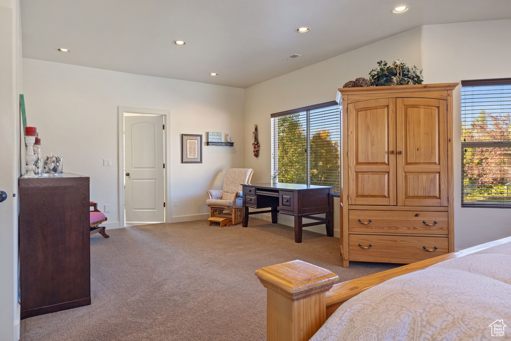 Bedroom with carpet