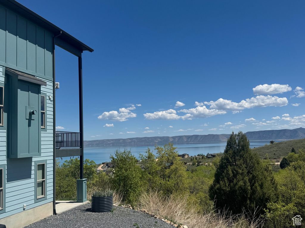 Water view with a mountainous background